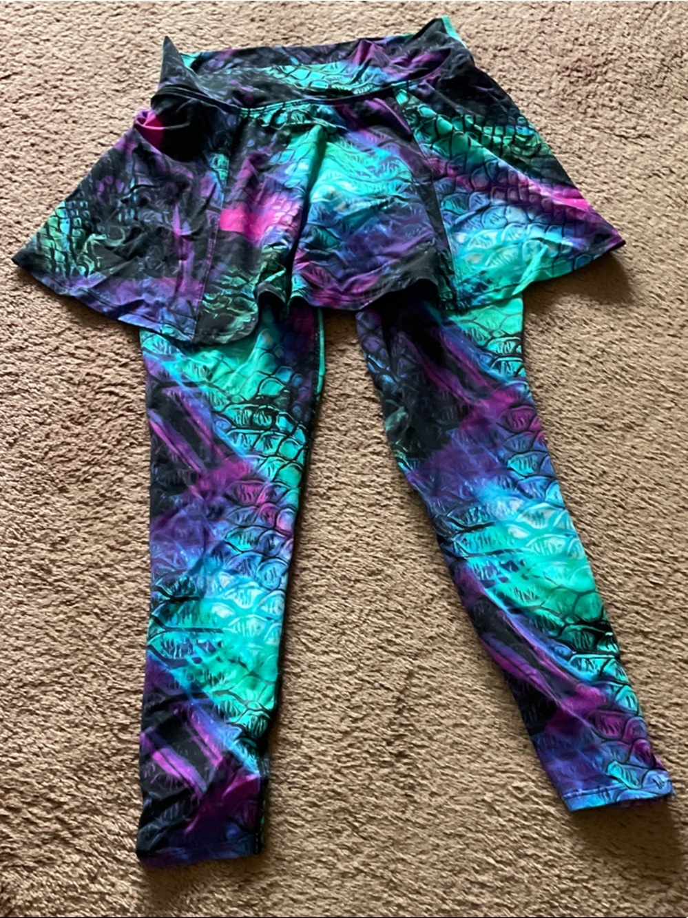 WomensTeal Purple Skirted Leggings - DONA JO  SIZE 2